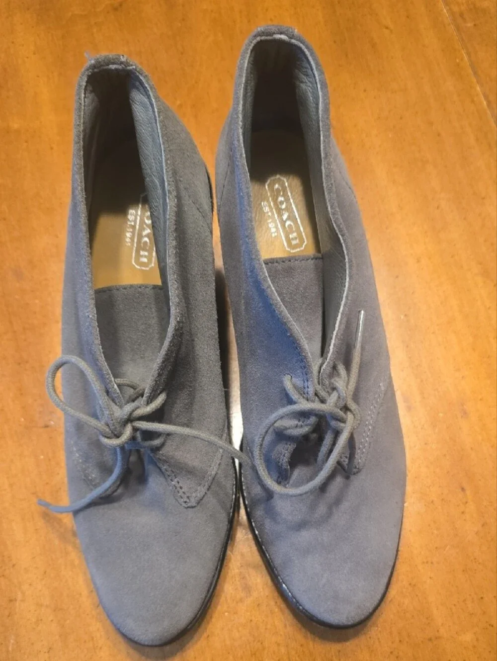 Coach Grey Suede Cassy Wedge Ankle Boots